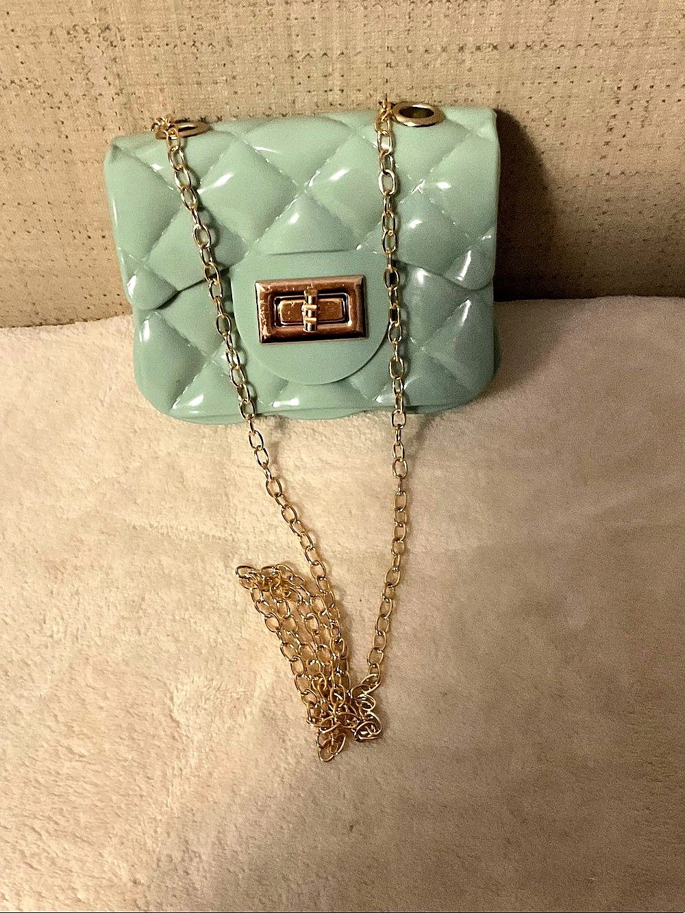 Quilted Chain Crossbody Bag in Green